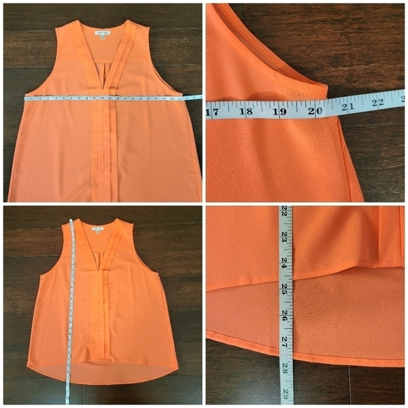 Sophia & Zeke Bright Coral V-Neck Pleated Lightweight Pullover Blouse Women's XL - Picture 6 of 6